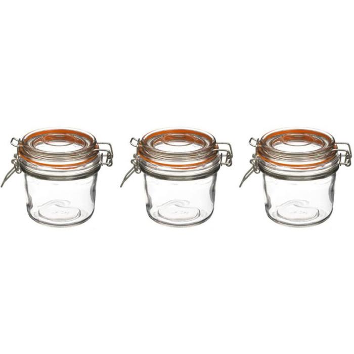 Lot de 3 Pots en Verre "Terrine" 325mL Transparent | Bocal en Verre Bocal en Verre Bocal en Verre