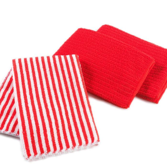 Lot de 3 Torchons Microfibre "Cuistot" 40cm Rouge | Torchon & Essuie Main Linge de Cuisine Rouge