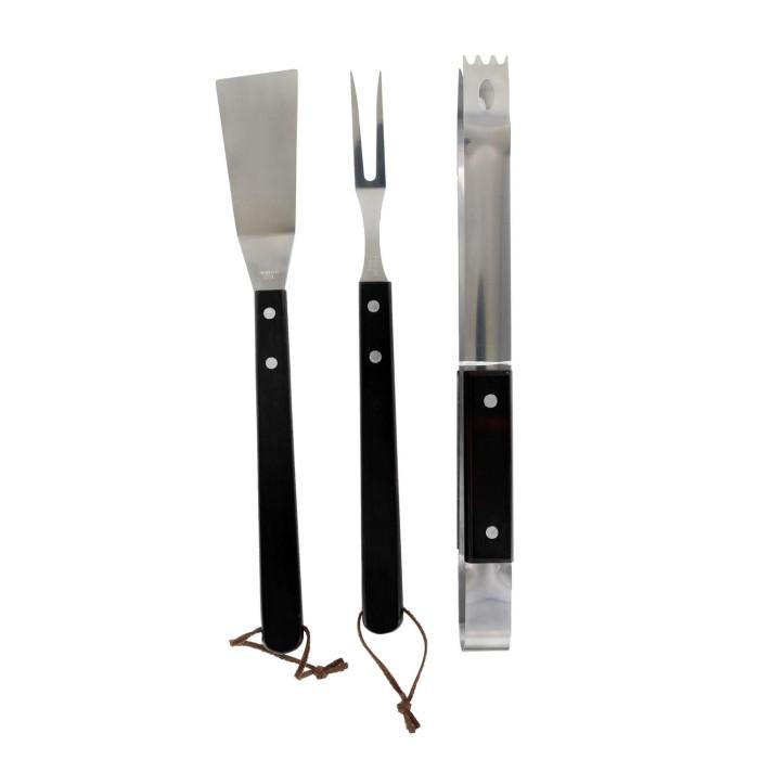 Lot de 3 Ustensiles de Barbecue "Manche" 36cm Noir | Barbecue & Plancha Barbecue & Plancha Barbecue & Plancha