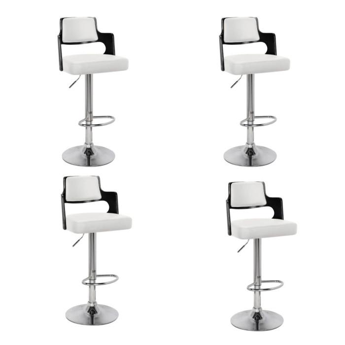 Lot de 4 Chaises de Bar "Paddington" 110cm Noir & Blanc | Tabouret de bar Cuisine & Bar Noir & Blanc