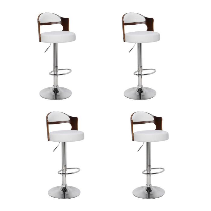 Lot de 4 Chaises de Bar "Wilson" 110cm Blanc & Marron | Tabouret de bar Cuisine & Bar Blanc & Marron