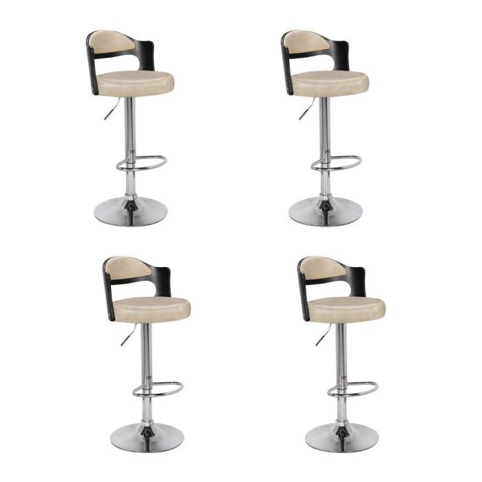 Lot de 4 Chaises de Bar "Wilson" 110cm Noir & Beige | Tabouret de bar Cuisine & Bar Noir & Beige