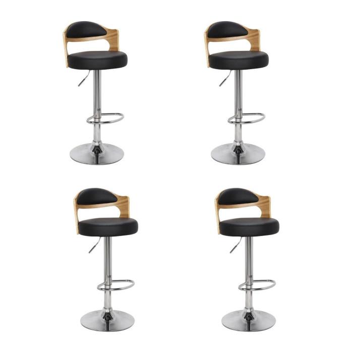 Lot de 4 Chaises de Bar "Wilson" 110cm Noir & Chêne Clair | Tabouret de bar Cuisine & Bar Noir & Chêne Clair