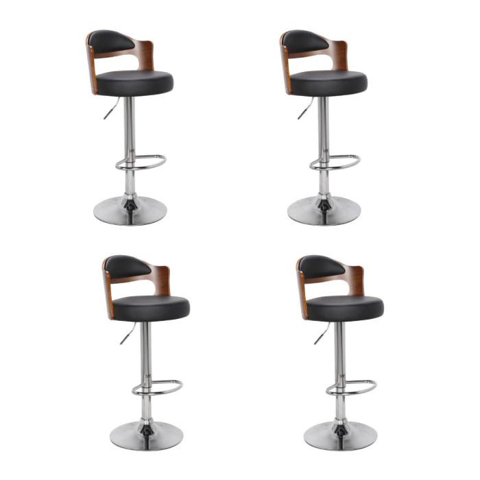 Lot de 4 Chaises de Bar "Wilson" 110cm Noir & Marron | Tabouret de bar Cuisine & Bar Noir & Marron