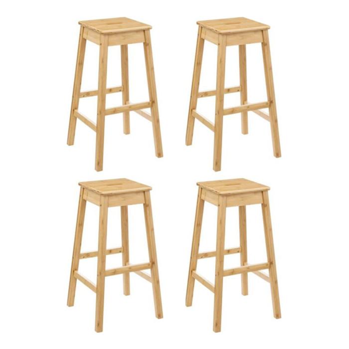 Lot de 4 Tabourets de Bar "Bambou" 75cm Naturel | Tabouret de bar Cuisine & Bar Naturel