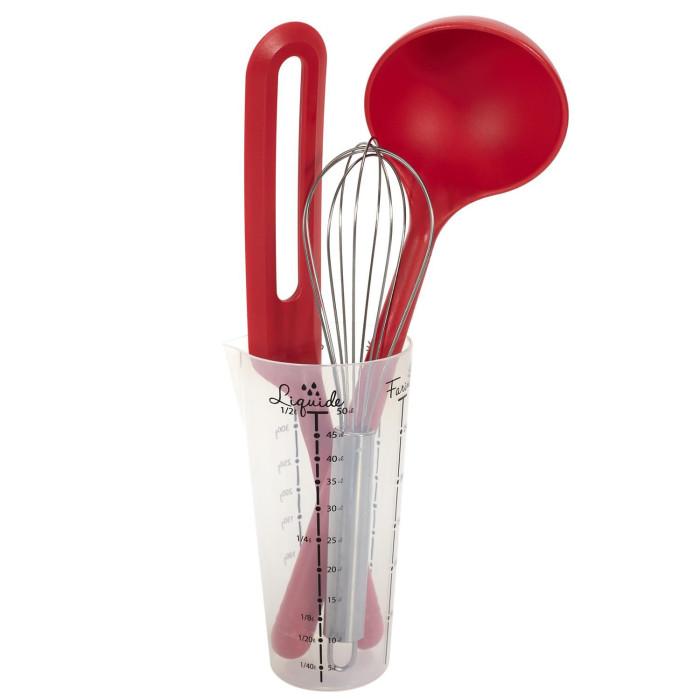 Lot de 4 Ustensiles à Pâtisserie "Chandeleur" 33cm Rouge | Accessoire de Pâtisserie Accessoire de Pâtisserie Accessoire de Pâtisserie