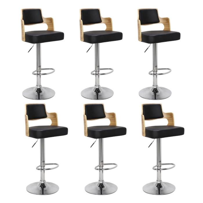 Lot de 6 Chaises de Bar "Paddington" 110cm Chêne Clair & Noir | Tabouret de bar Cuisine & Bar Chêne Clair & Noir