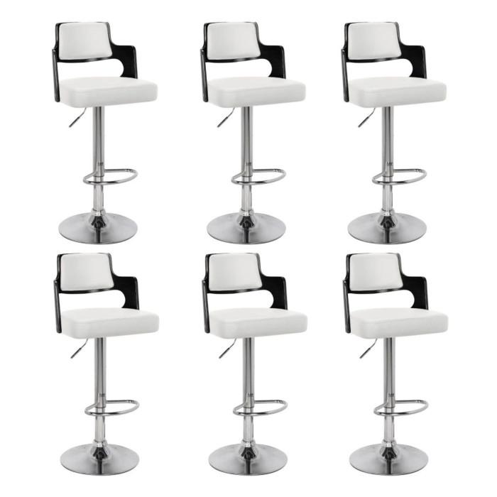 Lot de 6 Chaises de Bar "Paddington" 110cm Noir & Blanc | Tabouret de bar Cuisine & Bar Noir & Blanc