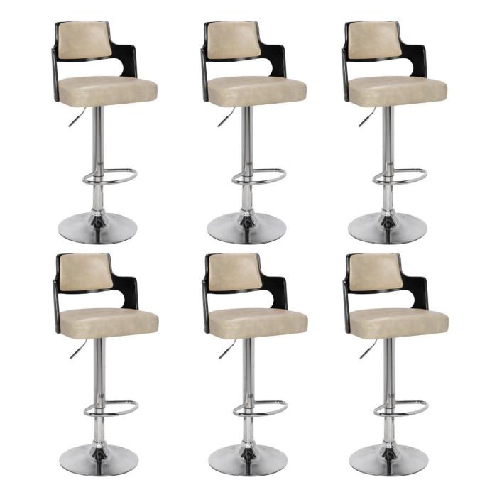 Lot de 6 Chaises de Bar "Paddington" 110cm Noir & Crème | Tabouret de bar Cuisine & Bar Noir & Crème