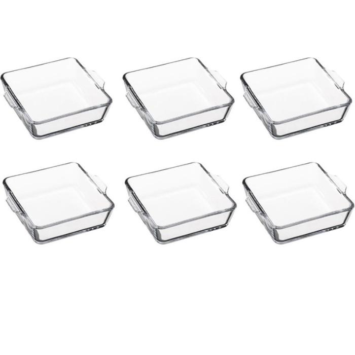 Lot de 6 Mini-Plats Carrés en Verre 15cm Transparent | Plat de Cuisson & Four Plat de Cuisson & Four Plat de Cuisson & Four