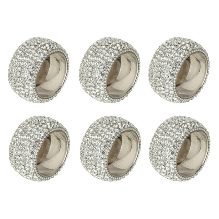 Lot de 6 Ronds de Serviette "Diamant" 6cm Argent | Porte Serviettes & Essuie Tout Equipement de Cuisine Argent