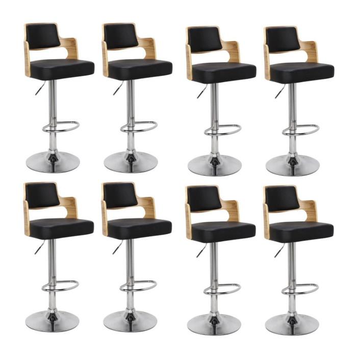 Lot de 8 Chaises de Bar "Paddington" 110cm Chêne Clair & Noir | Tabouret de bar Cuisine & Bar Chêne Clair & Noir