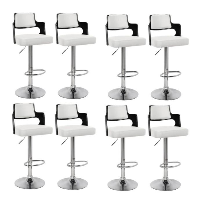 Lot de 8 Chaises de Bar "Paddington" 110cm Noir & Blanc | Tabouret de bar Cuisine & Bar Noir & Blanc