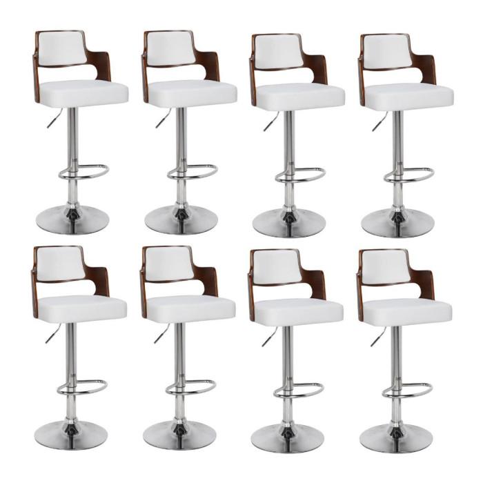 Lot de 8 Chaises de Bar "Paddington" 110cm Noisette & Blanc | Tabouret de bar Cuisine & Bar Noisette & Blanc