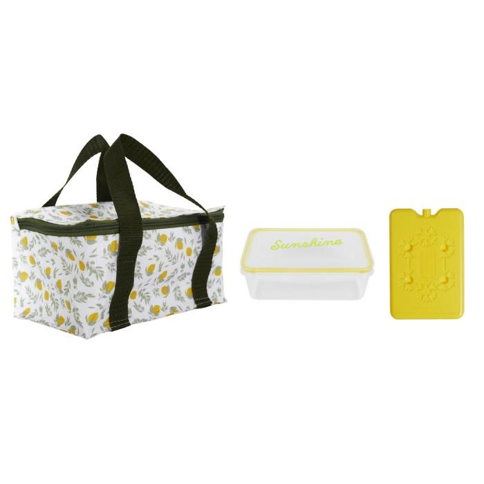 Lunch Bag 3 Pièces "Bain de Soleil" 22cm Jaune & Vert | Lunch Box & Boîte Pique-nique Conservation Jaune & Vert