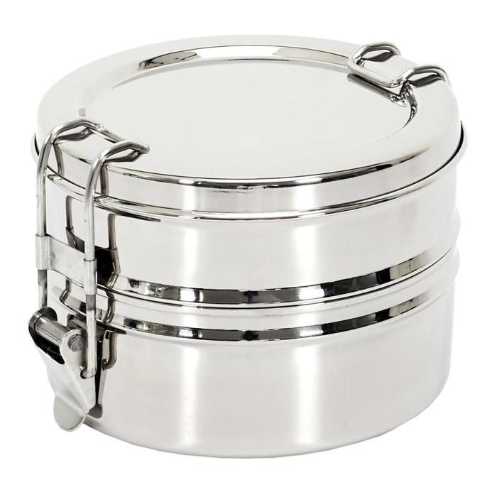 Lunch Box Ronde "2 Niveaux" 80cl Inox | Lunch Box & Boîte Pique-nique Conservation Inox