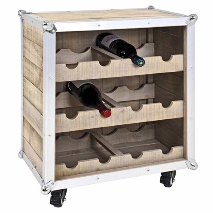 Meuble Range Bouteilles "Mallette" 63cm Naturel | Porte-Bouteilles Equipement de Cuisine Naturel