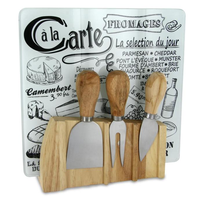 Planche à Fromage "3 Ustensiles Aimantés" 22cm Blanc | Petite Découpe Petite Découpe Blanc, Noir & Naturel