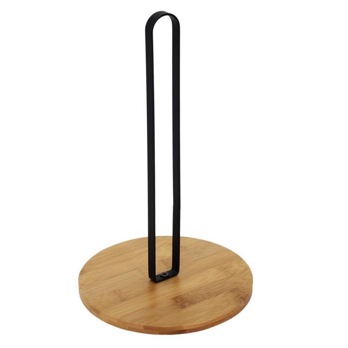 Porte Essuie-Tout "Bambou" 26cm Naturel & Noir | Porte Serviettes & Essuie Tout Equipement de Cuisine Naturel & Noir