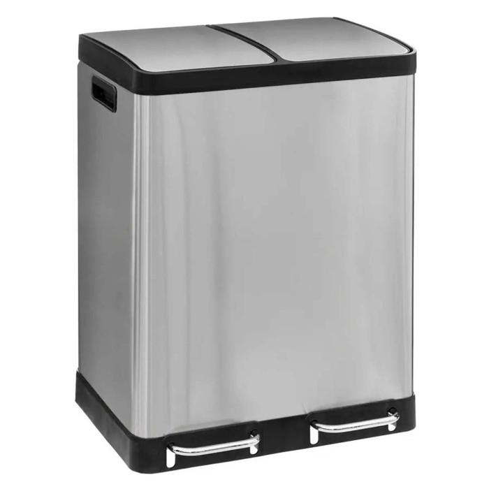 Poubelle de Tri Cuisine Métal "Ariane" 30L Argent | Poubelle de Cuisine Equipement de Cuisine Argent