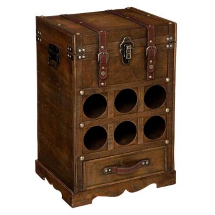 Range-Bouteilles en Bois "Bar" 58cm Marron | Porte-Bouteilles Equipement de Cuisine Marron