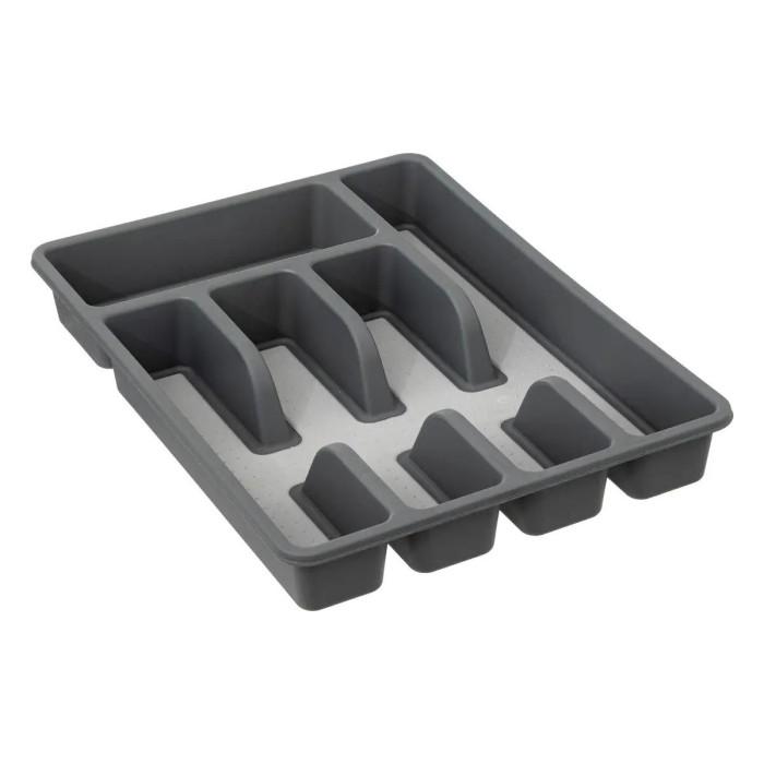 Range-Couverts 5 Compartiments "Anti-dérapant" 36cm Gris | Range-Couverts Equipement de Cuisine Gris