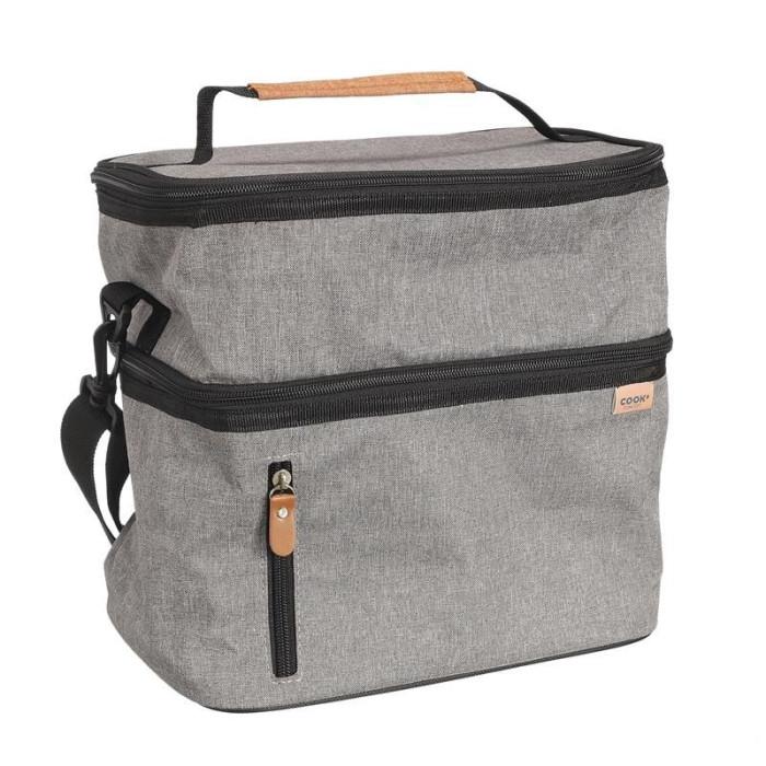 Sac Lunch Double "Zippé" 28cm Gris | Lunch Box & Boîte Pique-nique Conservation Gris