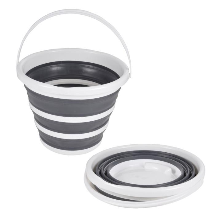 Seau en Silicone "Rétractable" 10L Blanc & Anthracite | Bassine & Seau Bassine & Seau Anthracite