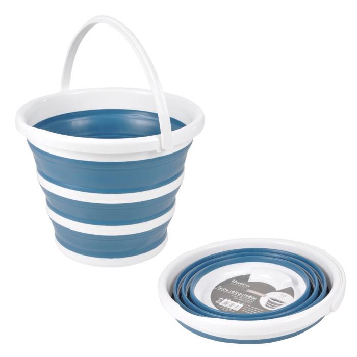 Seau en Silicone "Rétractable" 10L Blanc & Bleu Paon | Bassine & Seau Bassine & Seau Bassine & Seau