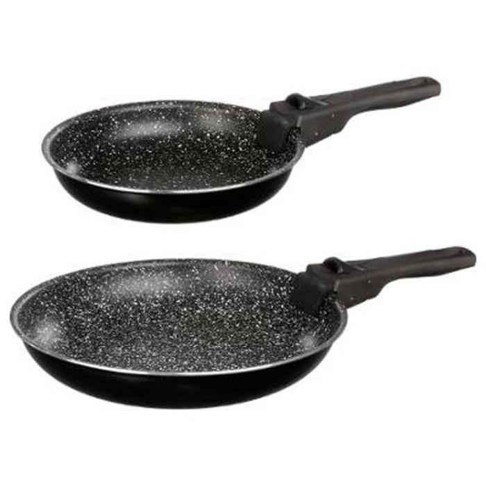 Set de 2 Poêles & 1 Poignée Amovible "Pierre" 26cm Noir | Poêle & Sauteuse Poêle & Sauteuse Noir