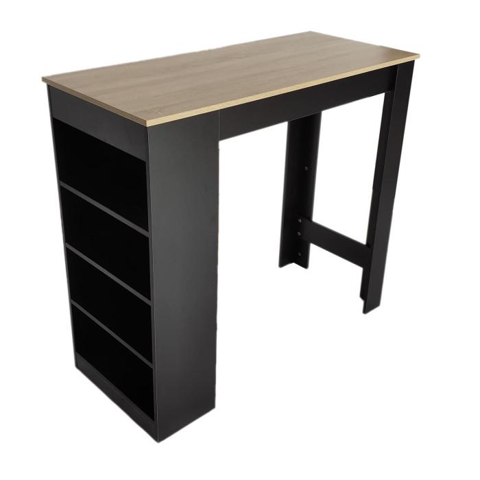 Table de Bar Design 4 Niveaux "Cheers" 115cm Noir | Table de Bar Cuisine & Bar Noir & Naturel