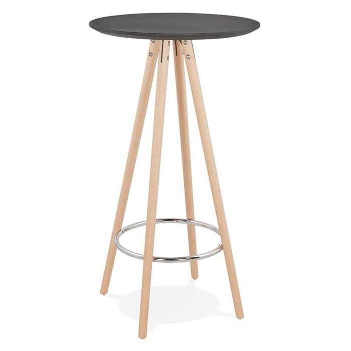 Table de Bar en Bois "Lizon" 110cm Noir & Naturel | Table de Bar Cuisine & Bar Noir & Naturel