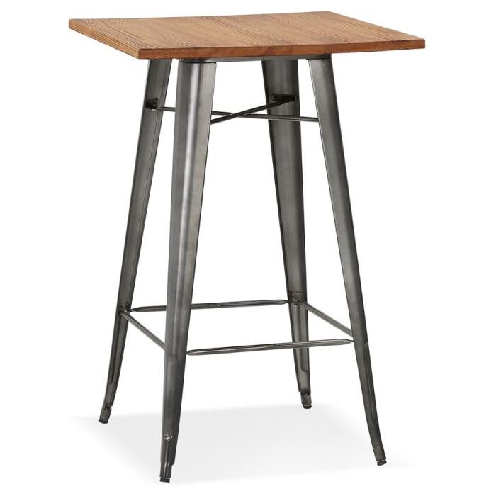 Table de Bar Vintage "Fantasio" 105cm Beige & Gris | Table de Bar Cuisine & Bar Beige & Gris Foncé