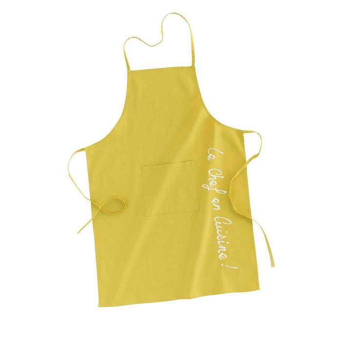 Tablier de Cuisine "Cuistot" 84cm Jaune | Tablier de Cuisine Linge de Cuisine Jaune