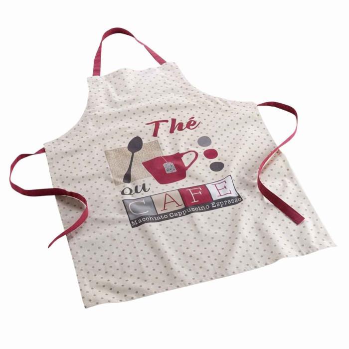 Tablier de Cuisine Imprimé "Déjeuner" 84cm Taupe | Tablier de Cuisine Linge de Cuisine Tablier de Cuisine