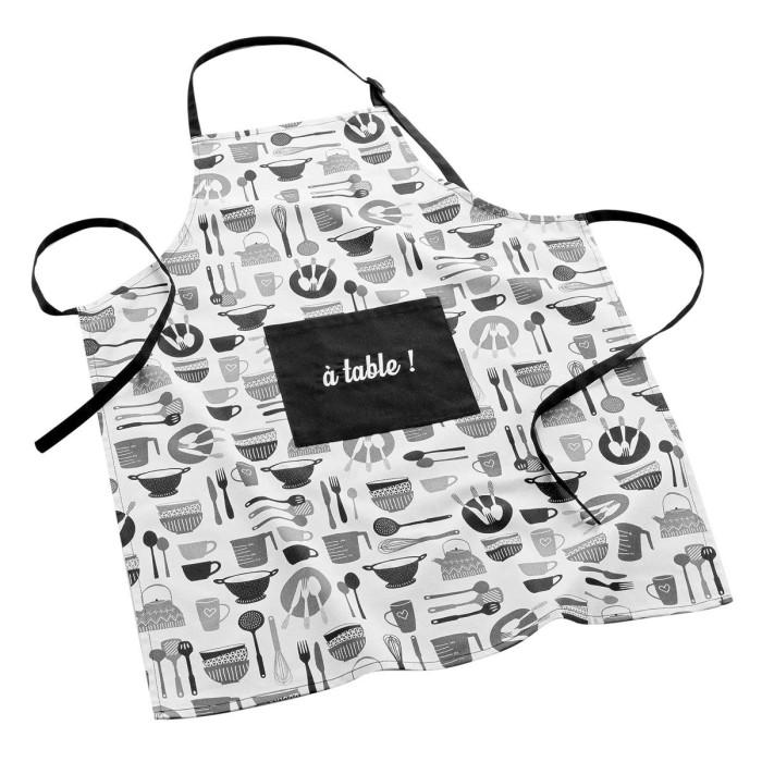 Tablier de Cuisine "Kitchen" 84cm Noir | Tablier de Cuisine Linge de Cuisine Noir