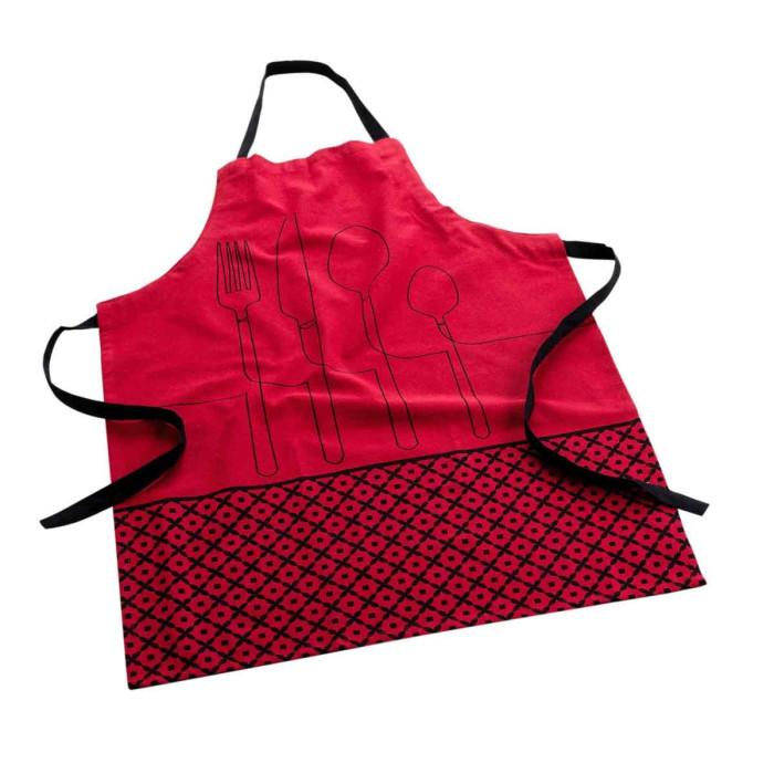 Tablier en Coton Recyclé "Cuisiline" 84cm Bordeaux | Tablier de Cuisine Linge de Cuisine Bordeaux