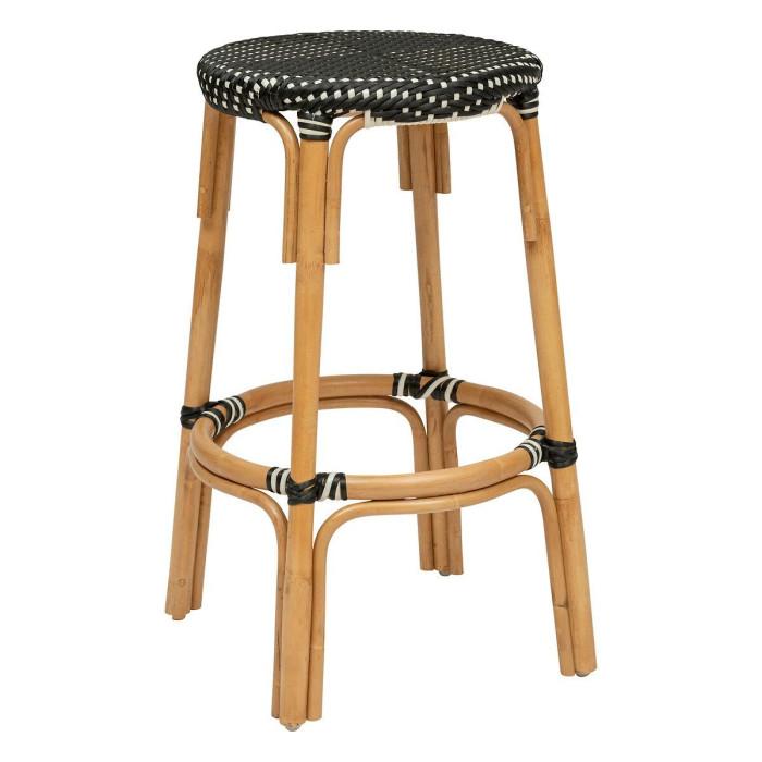 Tabouret de Bar Bistrot en Rotin "Trecia" 66cm Noir | Tabouret de bar Cuisine & Bar Noir