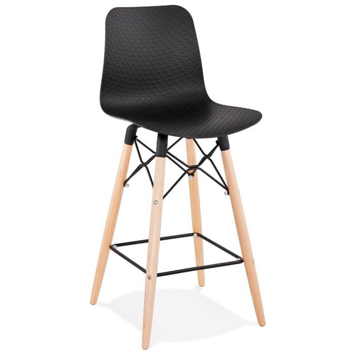 Tabouret de Bar Design "Marlina" 108cm Noir | Tabouret de bar Cuisine & Bar Noir & Naturel