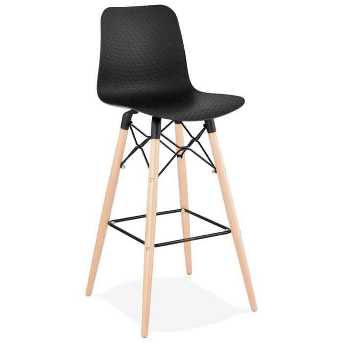 Tabouret de Bar Design "Marlina" 112cm Noir | Tabouret de bar Cuisine & Bar Noir & Naturel