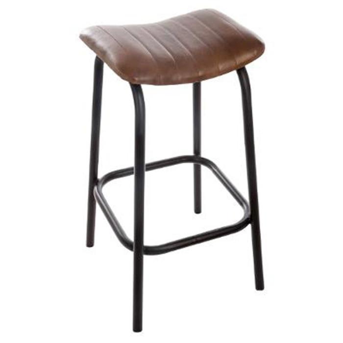 Tabouret de Bar en Cuir "Rétro Chic" 75cm Marron | Tabouret de bar Cuisine & Bar Marron