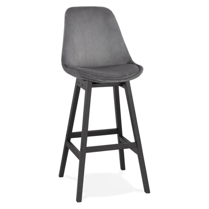 Tabouret de Bar en Velours "Vars" 113cm Gris & Noir | Tabouret de bar Cuisine & Bar Gris & Noir