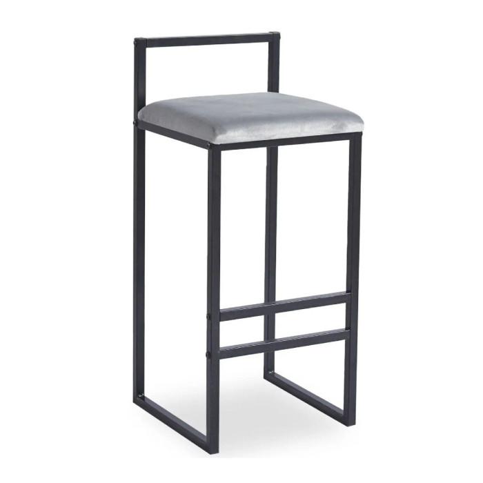 Tabouret de Bar Velours "Dakota" 80cm Gris & Noir | Tabouret de bar Cuisine & Bar Gris & Noir