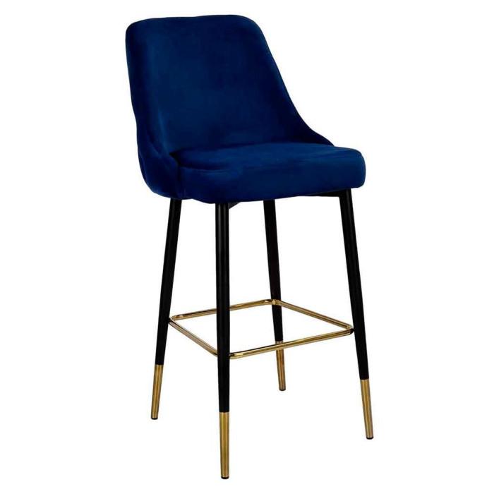 Tabouret de Bar Velours Design "Mojo" 110cm Bleu | Tabouret de bar Cuisine & Bar Bleu & Noir