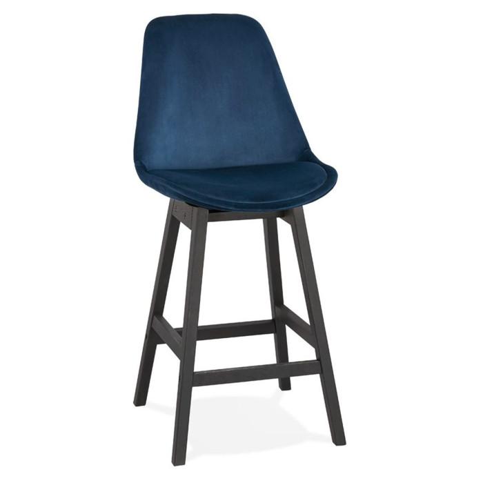 Tabouret de Bar Velours "Minor" 103cm Bleu & Noir | Tabouret de bar Cuisine & Bar Bleu & Noir