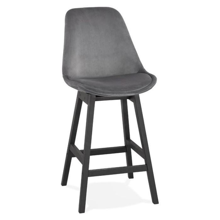 Tabouret de Bar Velours "Minor" 103cm Gris & Noir | Tabouret de bar Cuisine & Bar Gris & Noir