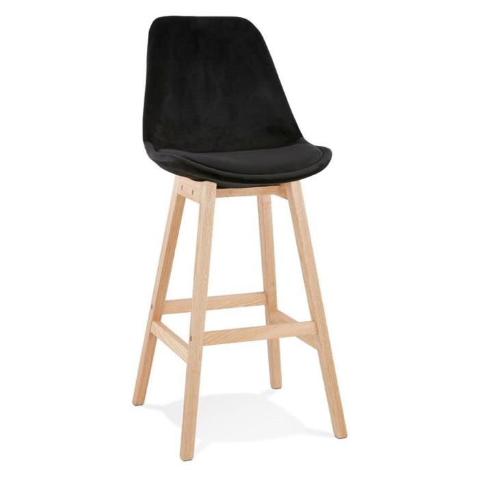 Tabouret de Bar Velours "Nesa" 113cm Noir & Naturel | Tabouret de bar Cuisine & Bar Noir & Naturel