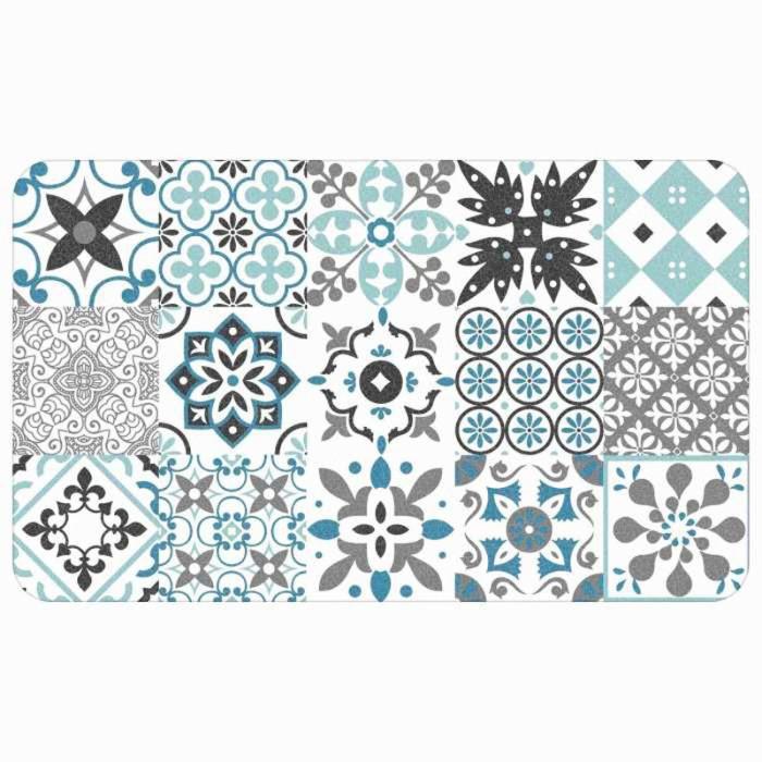 Tapis Déco Rectangle "Salou" 45x75cm Bleu | Tapis de Cuisine Linge de Cuisine Bleu