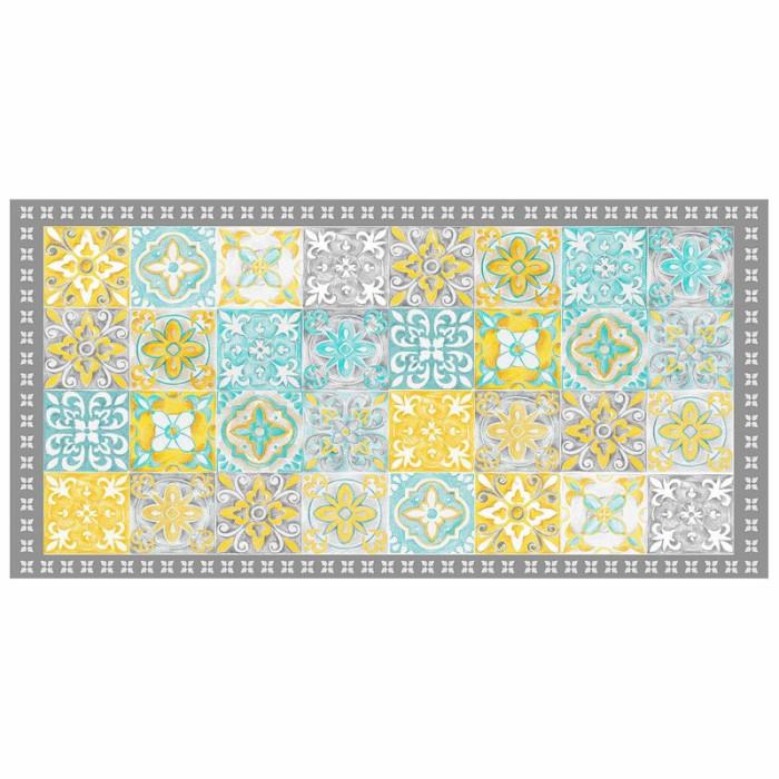 Tapis Rectangle en Vinyle "Alicante" 50x100cm Jaune | Tapis de Cuisine Linge de Cuisine Jaune