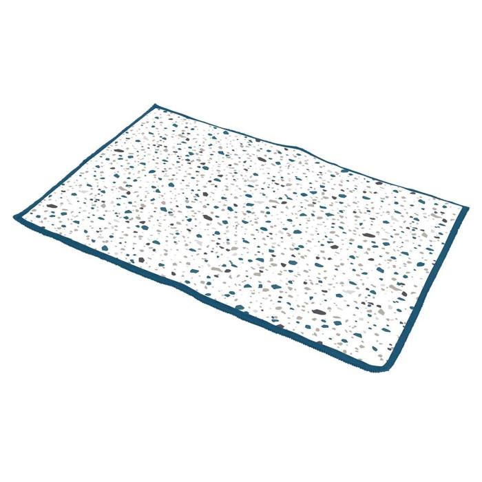 Tapis Vaisselle "Terrazzo" 35x45cm Blanc & Bleu | Tapis d’Évier & Porte-Éponge Equipement de Cuisine Blanc & Bleu